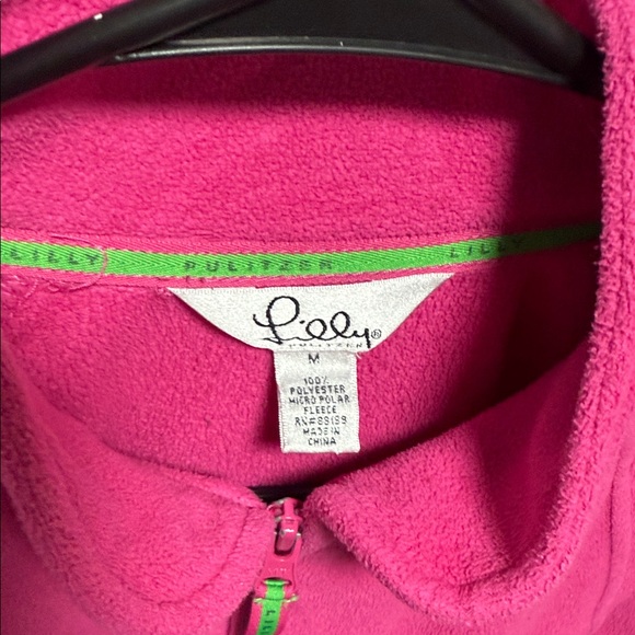 Lilly Pulitzer Fleece Zip Up Jacket - Vibrant Pink size M - Picture 2 of 3